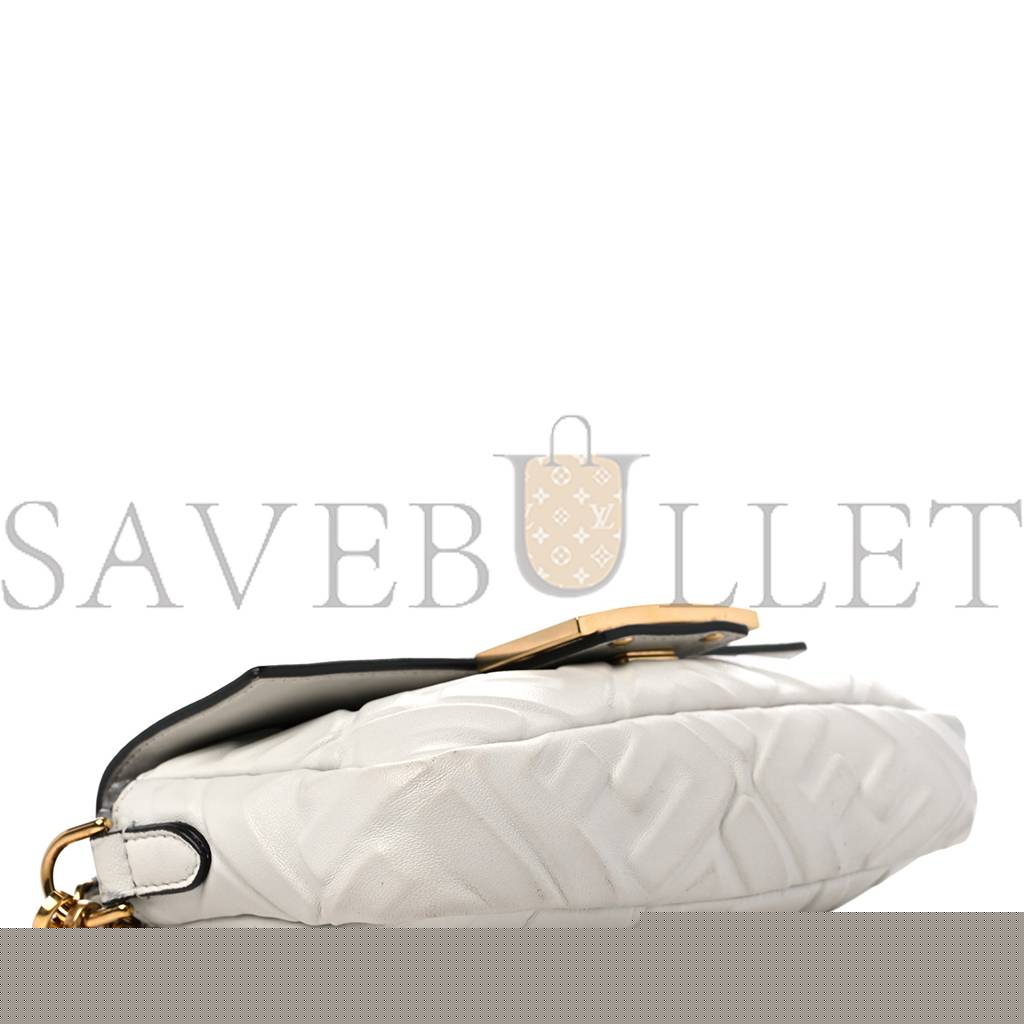 F**di nappa ff 1974 embossed mini baguette white (18*11*4cm)