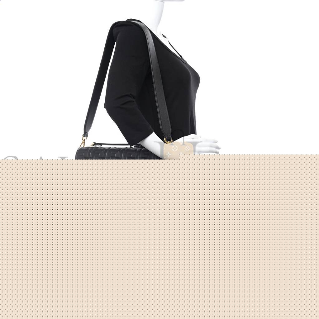 F**di nappa ff 1974 embossed large baguette black (31*20*5cm)