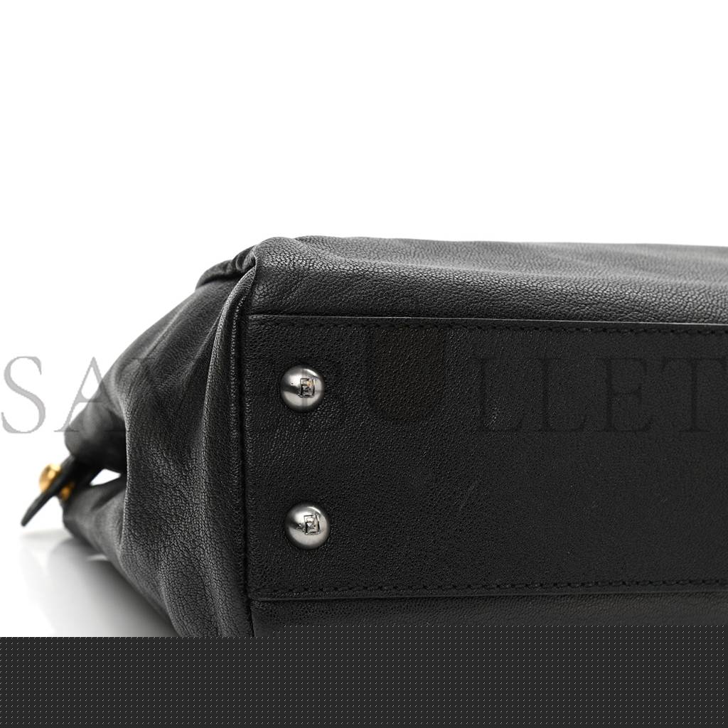 F**di goatskin zucca medium peekaboo iconic satchel black tobacco (34*22*11cm)