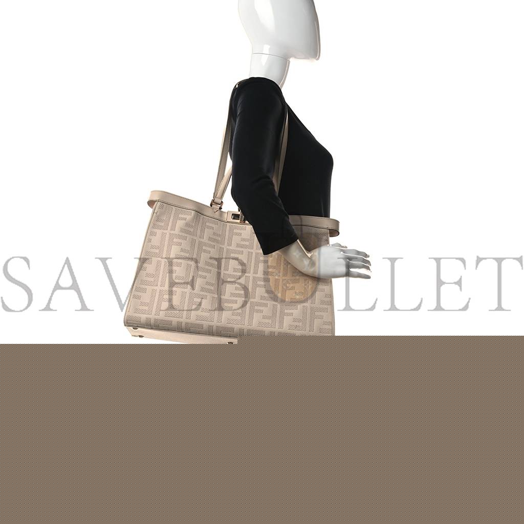 F**di canvas vitello king ff embroidered medium peekaboo x-tote poudre (41*29*15cm)