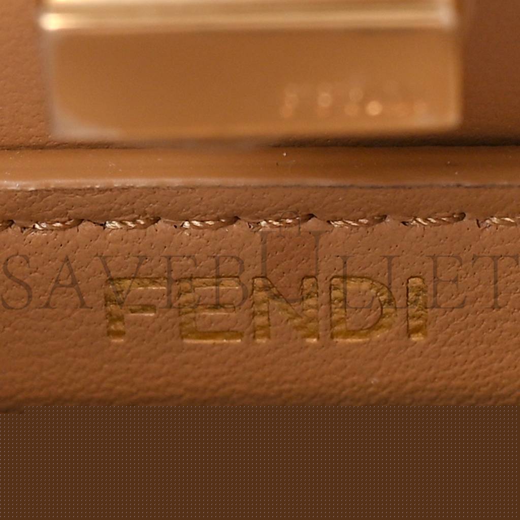 F**di shiny nappa petite peekaboo i see u satchel miele scuro (20*15*9cm)