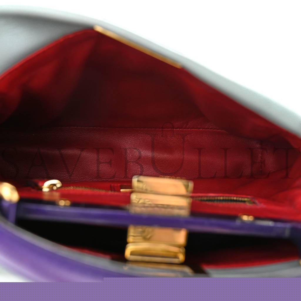 F**di nappa colorblock mini peekaboo iconic satchel polvere purple rain ruby (23*17*11cm)
