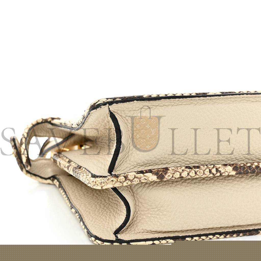 F**di cuoio romano elaphe chamois python print small peekaboo i see u satchel camelia (27*20*11cm)